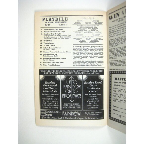 Fool Moon Playbill Richard Rodgers Theatre David Shiner Bill Irwin 1993 Ramblers - Picture 2 of 7